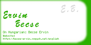 ervin becse business card